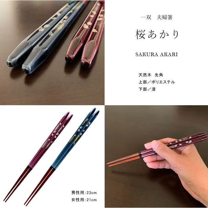 輪島塗 夫婦箸 | 梅沈金 | 22.5cm | 大藤漆器店