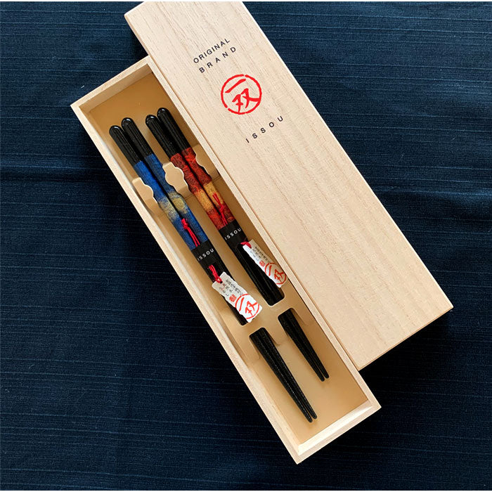 食洗機対応】 木製 夫婦箸 ギフトペアセット 和紙黒龍 23cm