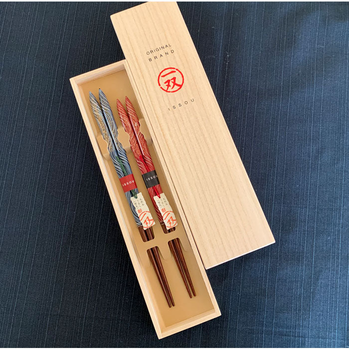 新品未使用品　夫婦箸 輪島塗 夫婦箸 | 向鶴蒔絵 | 22.5cm | 大藤漆器店