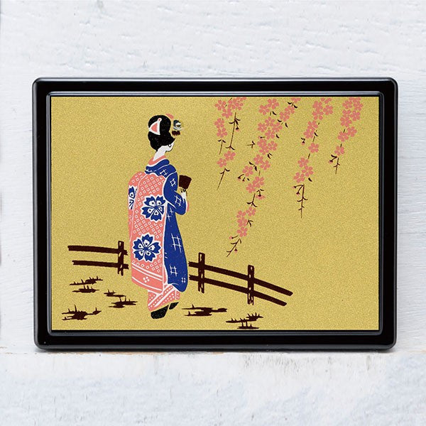四季蒔絵正方トレイ（紅葉と薄） 茶道具 桜紅葉 雲錦蒔絵 棗(AZ811) | 京都の骨董品買取店