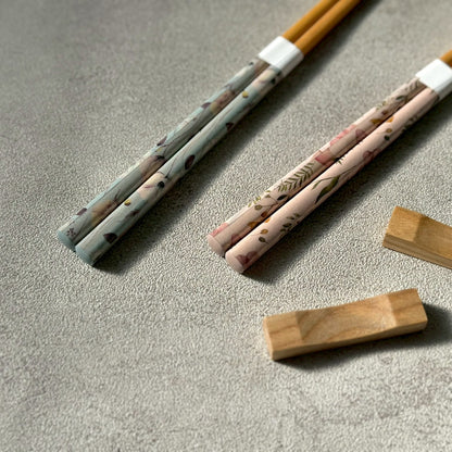 【桐箱・オリジナルラッピング】 木製 ギフト 夫婦箸 フルール 食洗器対応