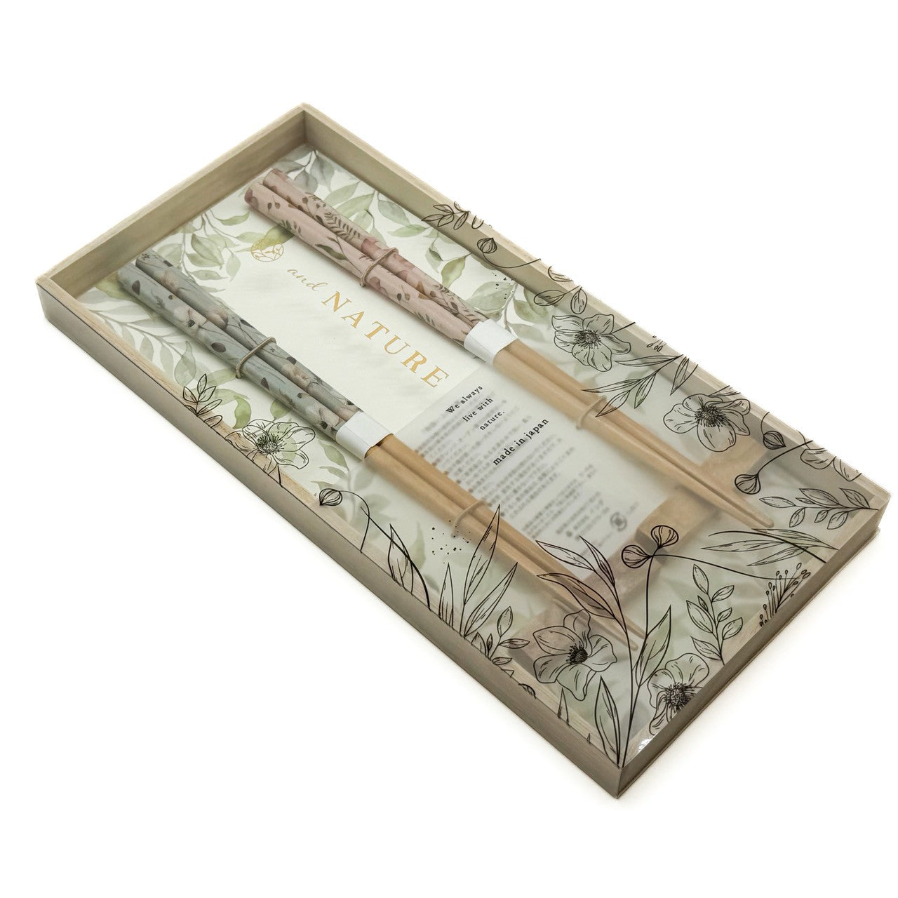 【桐箱・オリジナルラッピング】 木製 ギフト 夫婦箸 フルール 食洗器対応