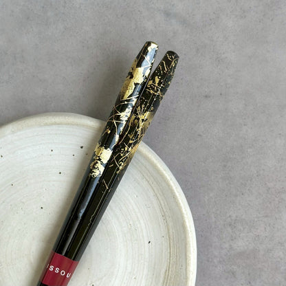 【桐箱・単品】 木製 ギフト箸 金閃 23cm