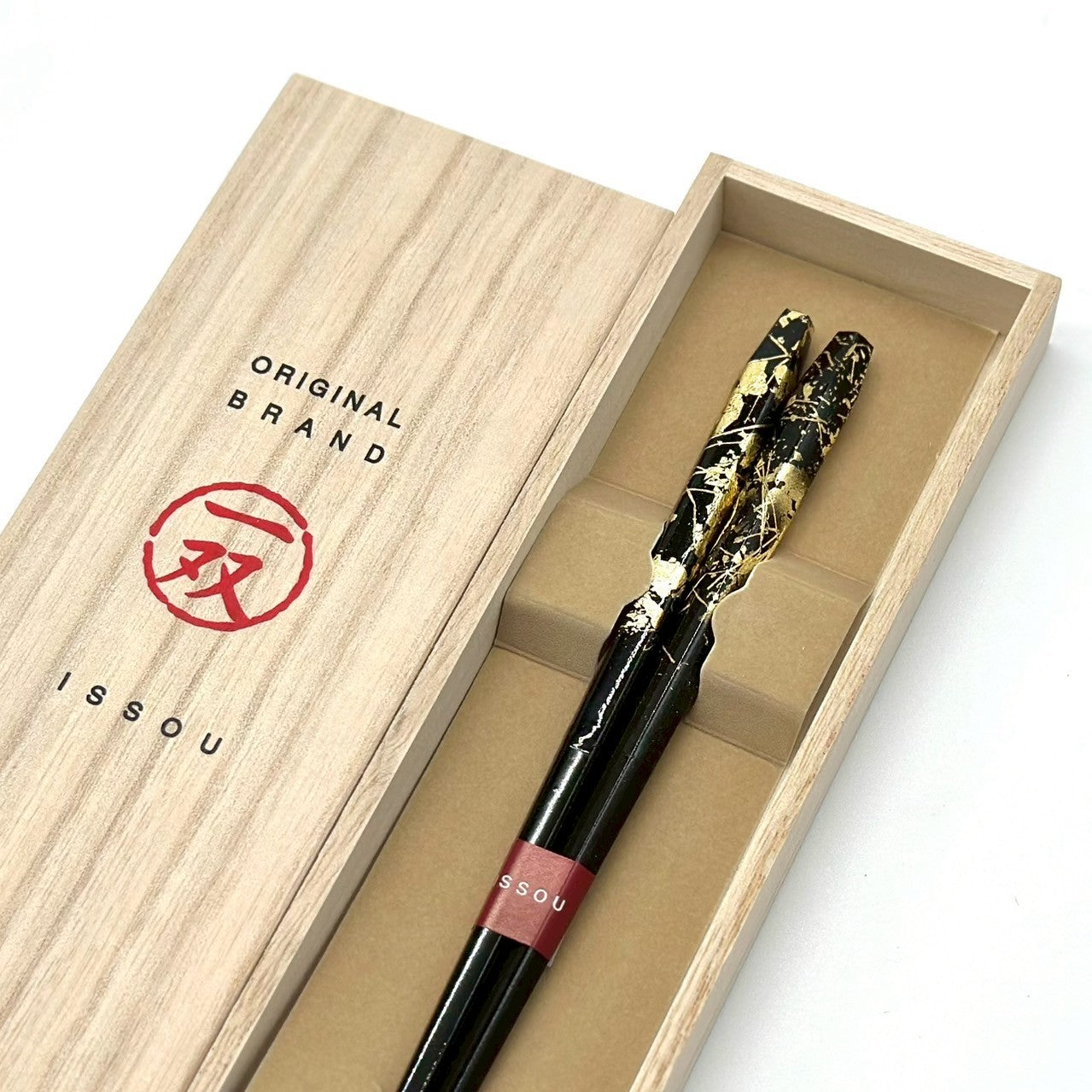 【桐箱・単品】 木製 ギフト箸 金閃 23cm
