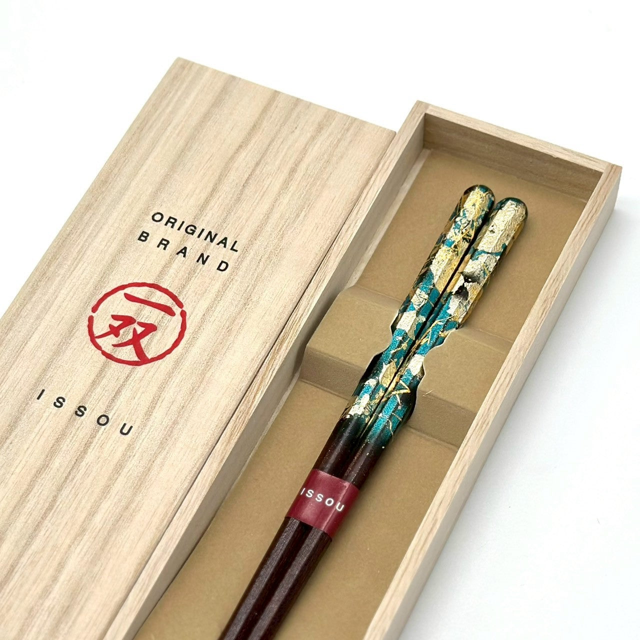 【桐箱・単品】 木製 ギフト箸 雷花 ブルー 23cm