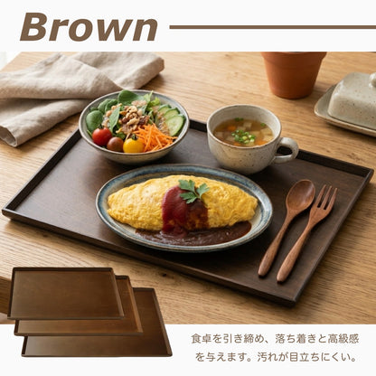 [4 sizes available] Long tray, stacking tray, wooden, brown
