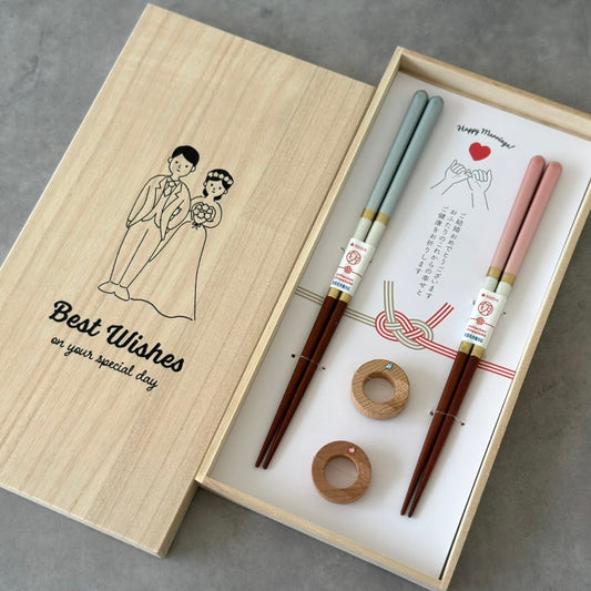 【結婚祝いに人気】 夫婦箸 シャンパンペア 箸置き セット