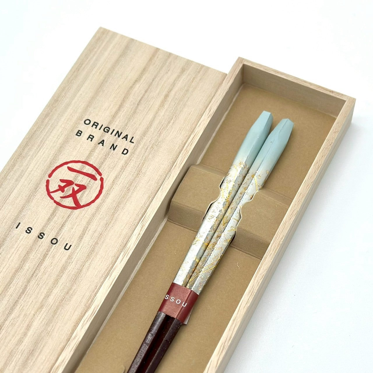 【桐箱・単品】 木製 ギフト箸 瑞縁 ブルー 23cm